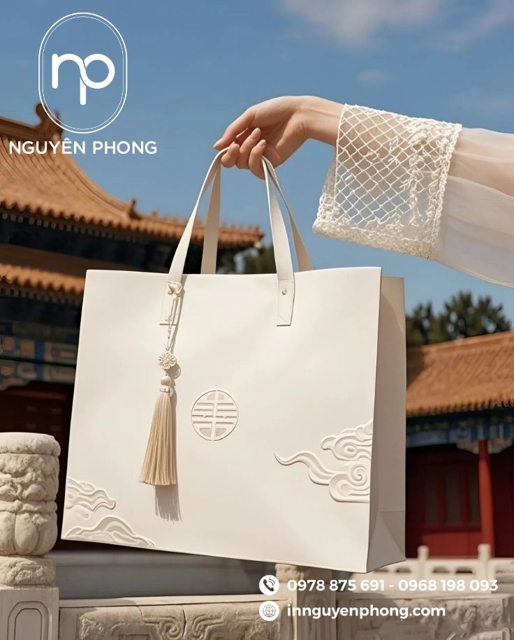 Mẫu túi giấy đựng áo dài thanh lịch 